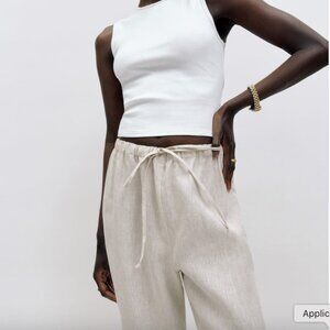 Reformation Olina Linen Pant Oatmeal - Size XS